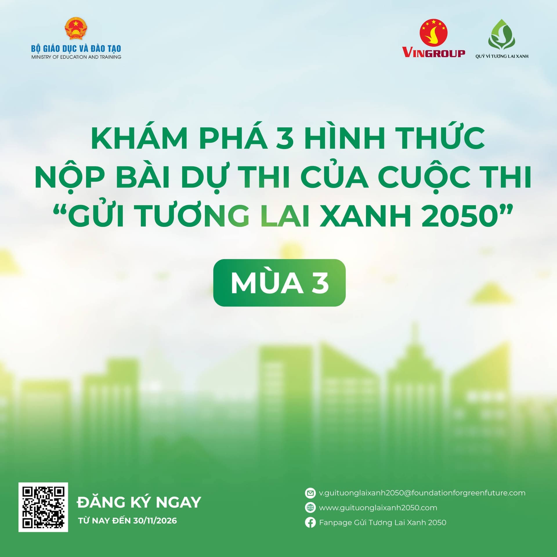 KHÁM PHÁ 3 HÌNH THỨC NỘP BÀI DỰ THI CỦA CUỘC THI “GỬI TƯƠNG LAI XANH 2050” MÙA 3