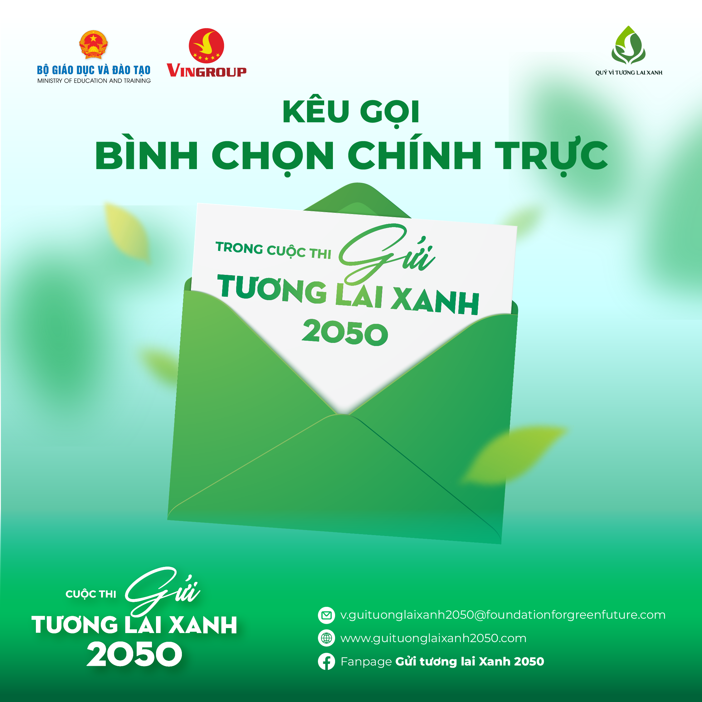 KÊU GỌI BÌNH CHỌN CHÍNH TRỰC TRONG CUỘC THI “GỬI TƯƠNG LAI XANH 2050”